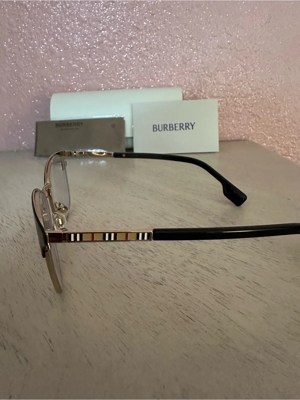New prescription Burberry Blk & Gold Women's Semi-Rim -have prescription lenses.